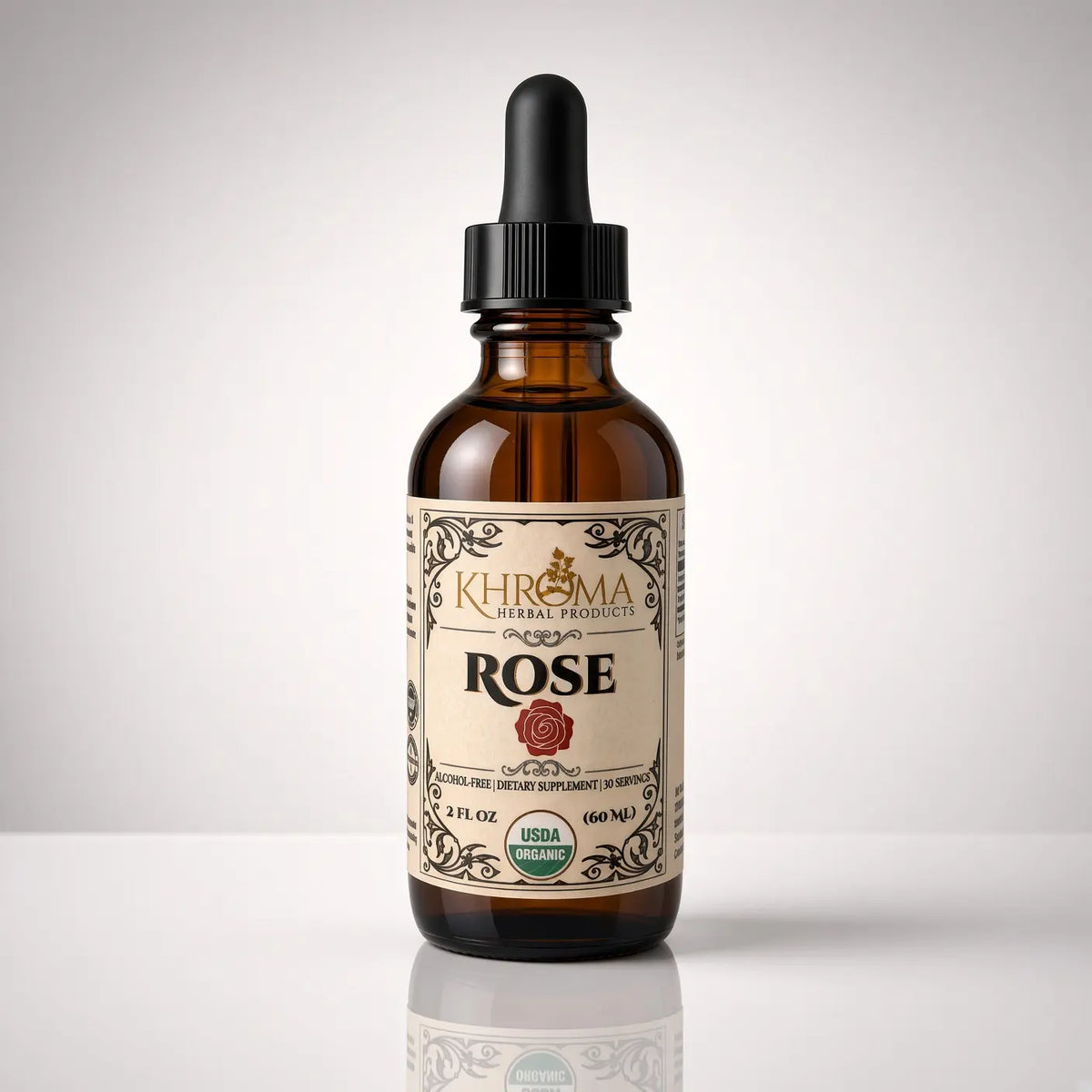2 oz liquid glycerin-based tincture containing organic rose